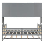 Lit de repos en rotin blanc/gris avec lit gigogne et armoire de rangement, jumeau/double, 2 couchages