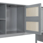 Lit de repos en rotin blanc/gris avec lit gigogne et armoire de rangement, jumeau/double, 2 couchages