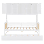 Lit de repos en rotin blanc/gris avec lit gigogne et armoire de rangement, jumeau/double, 2 couchages