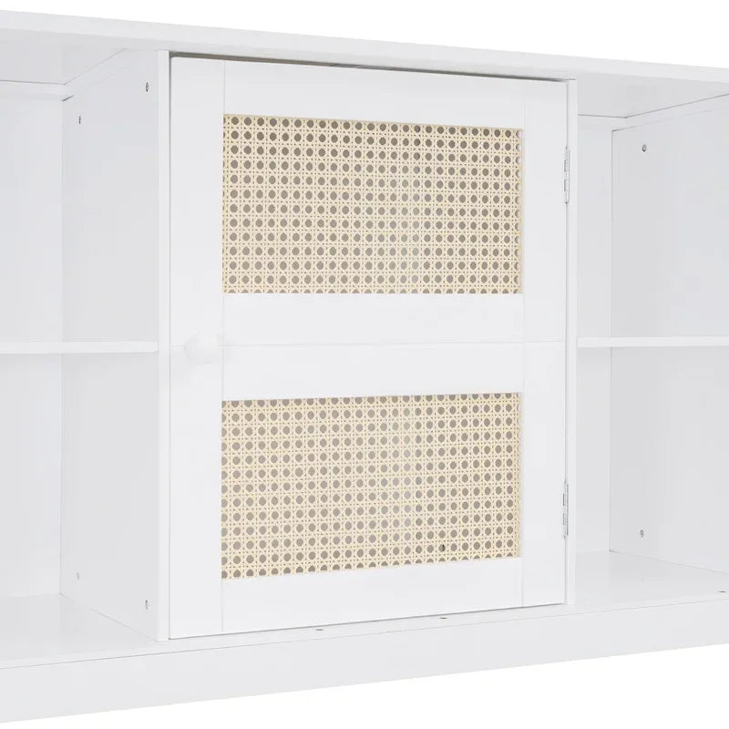Lit de repos en rotin blanc/gris avec lit gigogne et armoire de rangement, jumeau/double, 2 couchages