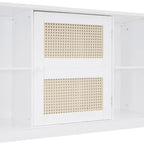Lit de repos en rotin blanc/gris avec lit gigogne et armoire de rangement, jumeau/double, 2 couchages