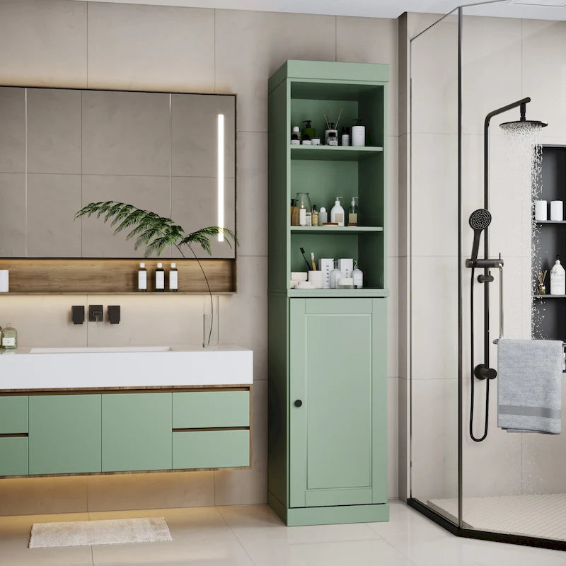 Meuble de rangement haut en bois massif avec étagères réglables – Disponible en 12 couleurs