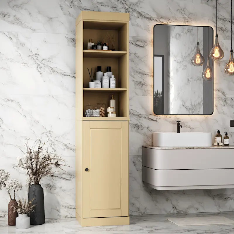 Meuble de rangement haut en bois massif avec étagères réglables – Disponible en 12 couleurs
