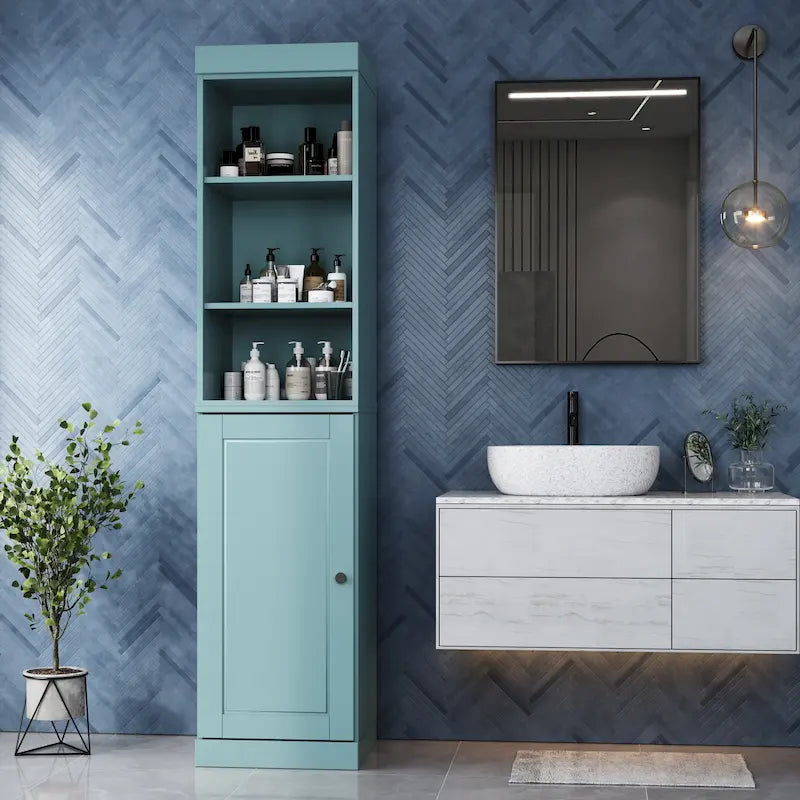 Meuble de rangement haut en bois massif avec étagères réglables – Disponible en 12 couleurs