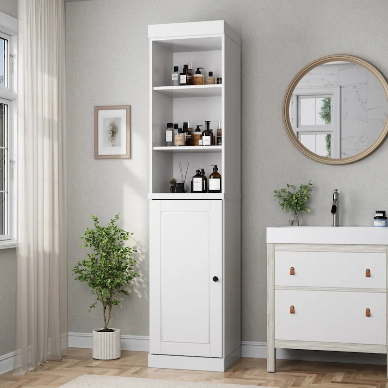 Meuble de rangement haut en bois massif avec étagères réglables – Disponible en 12 couleurs