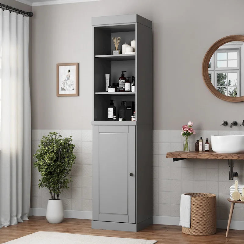 Meuble de rangement haut en bois massif avec étagères réglables – Disponible en 12 couleurs