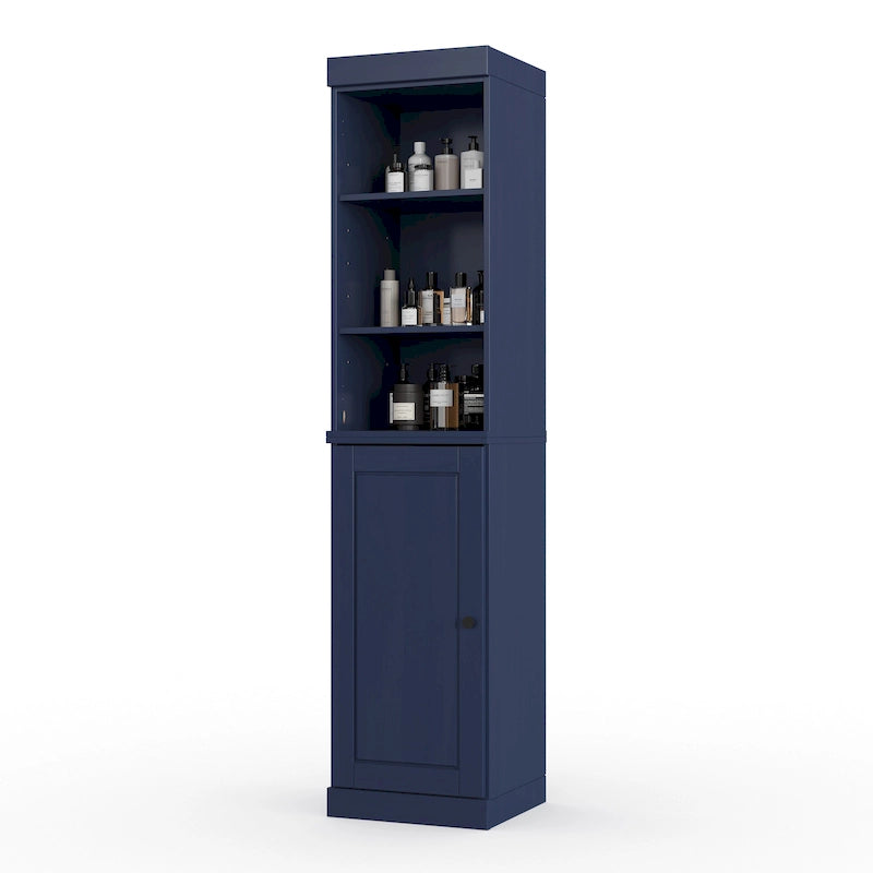 Meuble de rangement haut en bois massif avec étagères réglables – Disponible en 12 couleurs