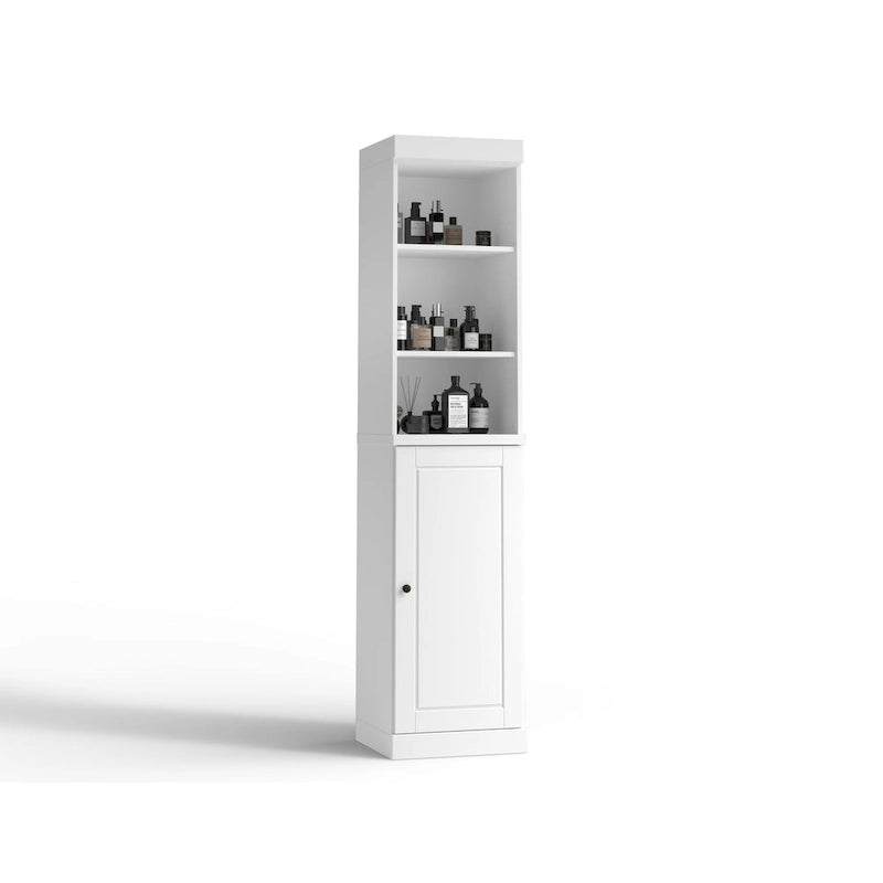 Meuble de rangement haut en bois massif avec étagères réglables – Disponible en 12 couleurs