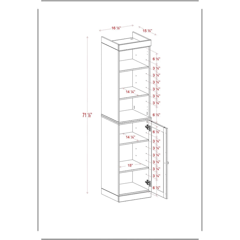 Meuble de rangement haut en bois massif avec étagères réglables – Disponible en 12 couleurs
