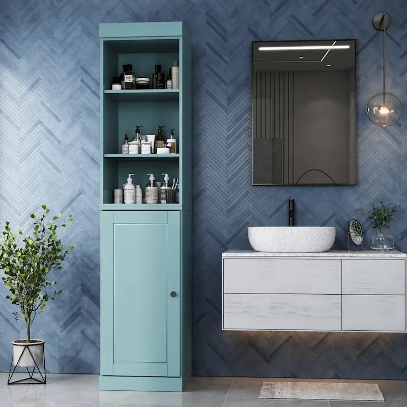 Meuble de rangement haut en bois massif avec étagères réglables – Disponible en 12 couleurs