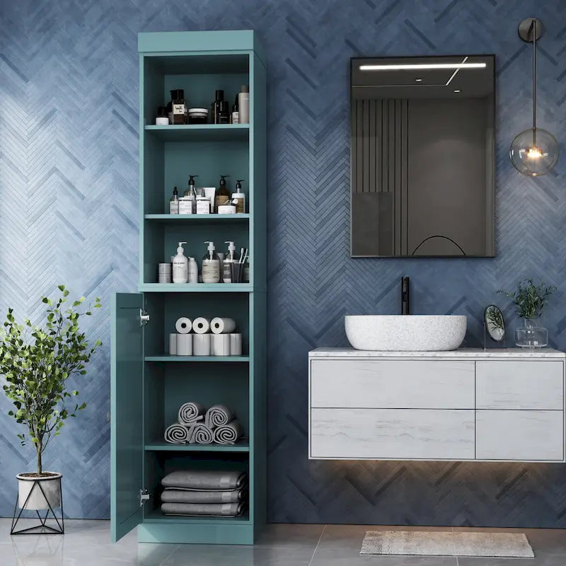 Meuble de rangement haut en bois massif avec étagères réglables – Disponible en 12 couleurs