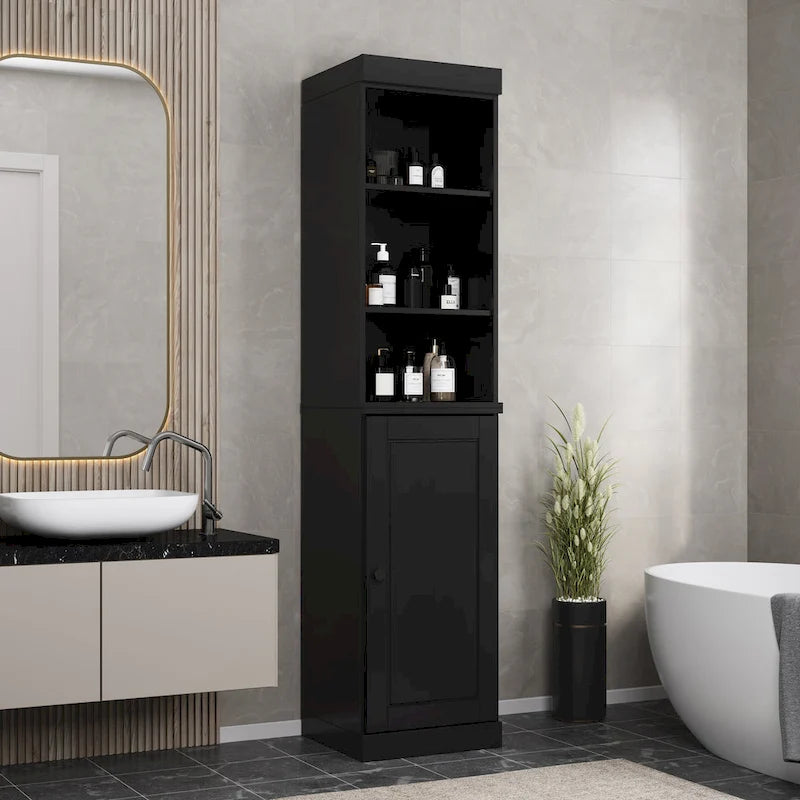 Meuble de rangement haut en bois massif avec étagères réglables – Disponible en 12 couleurs