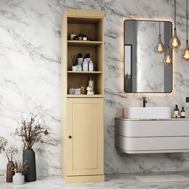 Meuble de rangement haut en bois massif avec étagères réglables – Disponible en 12 couleurs