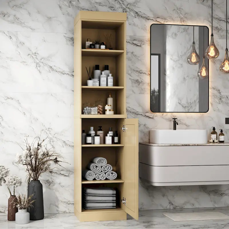 Meuble de rangement haut en bois massif avec étagères réglables – Disponible en 12 couleurs