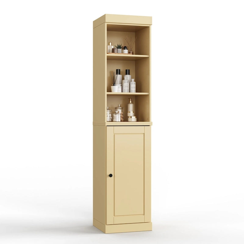Meuble de rangement haut en bois massif avec étagères réglables – Disponible en 12 couleurs