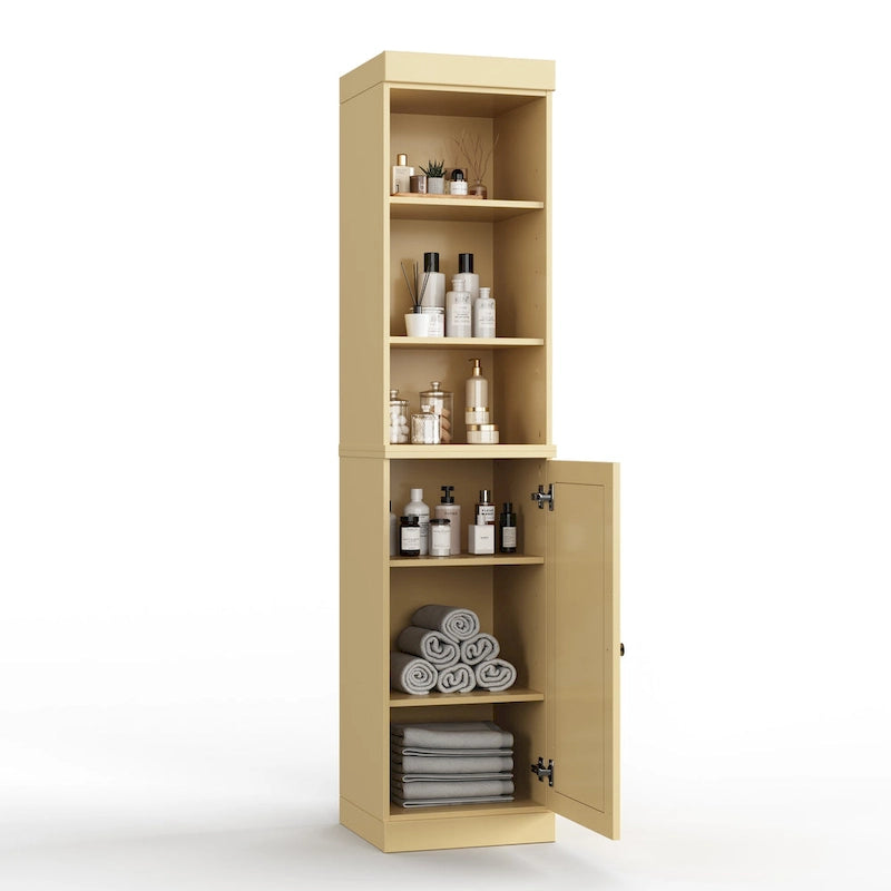 Meuble de rangement haut en bois massif avec étagères réglables – Disponible en 12 couleurs