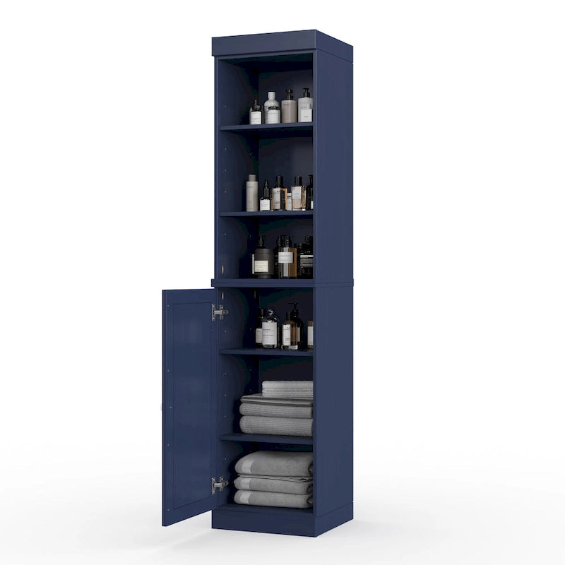 Meuble de rangement haut en bois massif avec étagères réglables – Disponible en 12 couleurs