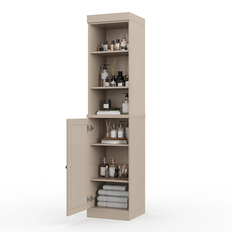 Meuble de rangement haut en bois massif avec étagères réglables – Disponible en 12 couleurs
