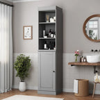 Meuble de rangement haut en bois massif avec étagères réglables – Disponible en 12 couleurs