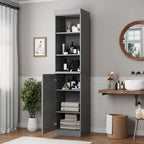 Meuble de rangement haut en bois massif avec étagères réglables – Disponible en 12 couleurs
