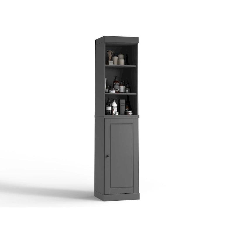 Meuble de rangement haut en bois massif avec étagères réglables – Disponible en 12 couleurs