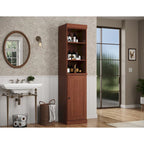 Meuble de rangement haut en bois massif avec étagères réglables – Disponible en 12 couleurs