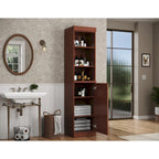 Meuble de rangement haut en bois massif avec étagères réglables – Disponible en 12 couleurs