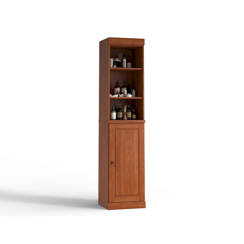 Meuble de rangement haut en bois massif avec étagères réglables – Disponible en 12 couleurs