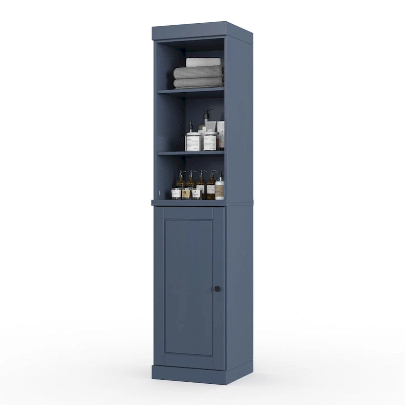 Meuble de rangement haut en bois massif avec étagères réglables – Disponible en 12 couleurs