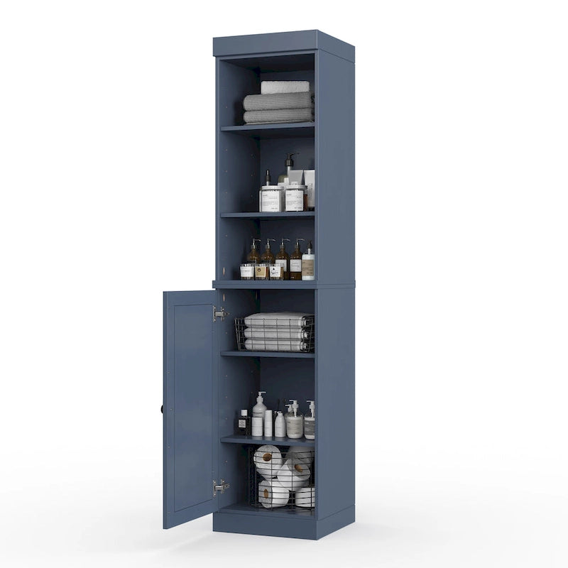 Meuble de rangement haut en bois massif avec étagères réglables – Disponible en 12 couleurs