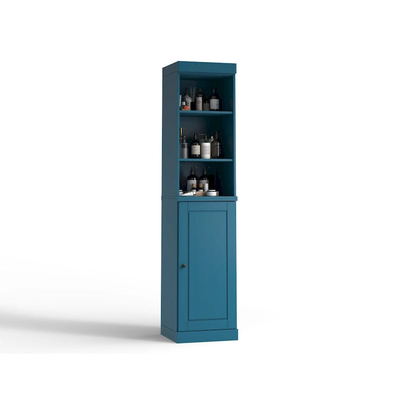 Meuble de rangement haut en bois massif avec étagères réglables – Disponible en 12 couleurs