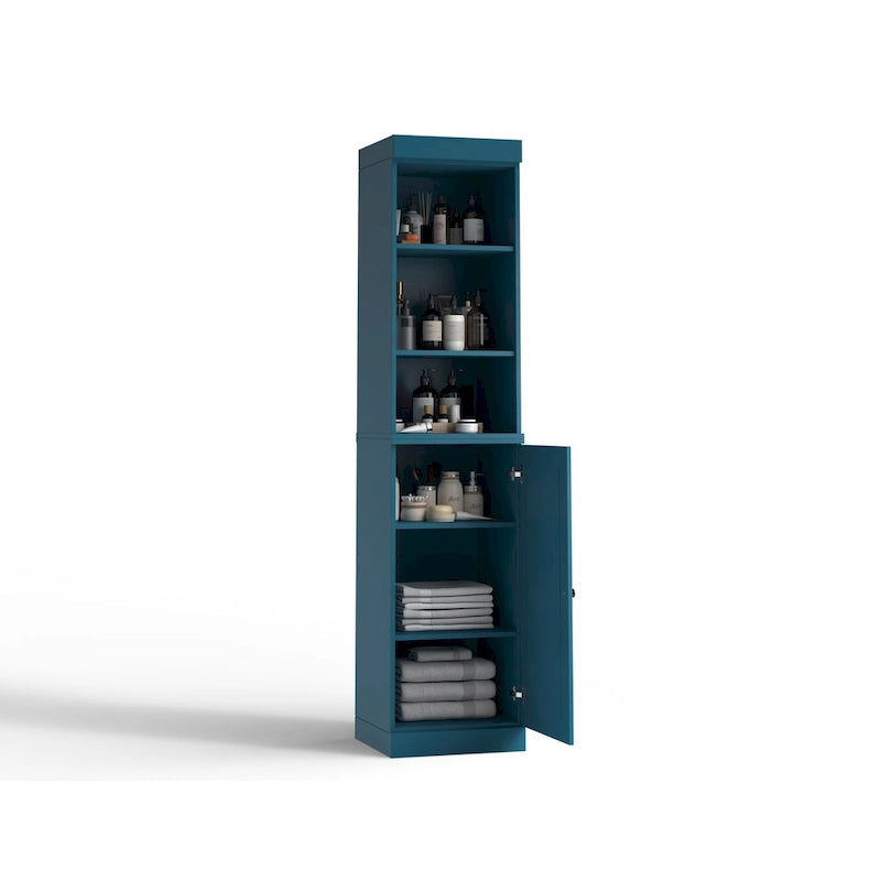 Meuble de rangement haut en bois massif avec étagères réglables – Disponible en 12 couleurs