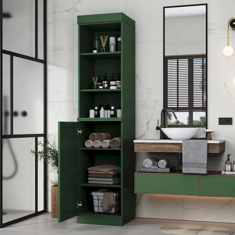 Meuble de rangement haut en bois massif avec étagères réglables – Disponible en 12 couleurs