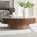 Table basse ronde à pied de 43 po – Noyer / Frêne Naturel / Noir Mat