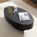 Table basse ronde à pied de 43 po – Noyer / Frêne Naturel / Noir Mat