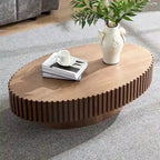 Table basse ronde à pied de 43 po – Noyer / Frêne Naturel / Noir Mat