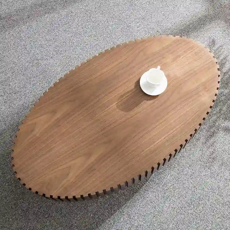 Table basse ronde à pied de 43 po – Noyer / Frêne Naturel / Noir Mat