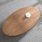 Table basse ronde à pied de 43 po – Noyer / Frêne Naturel / Noir Mat