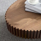 Table basse ronde à pied de 43 po – Noyer / Frêne Naturel / Noir Mat
