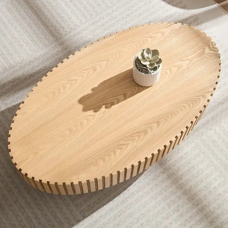 Table basse ronde à pied de 43 po – Noyer / Frêne Naturel / Noir Mat