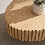 Table basse ronde à pied de 43 po – Noyer / Frêne Naturel / Noir Mat