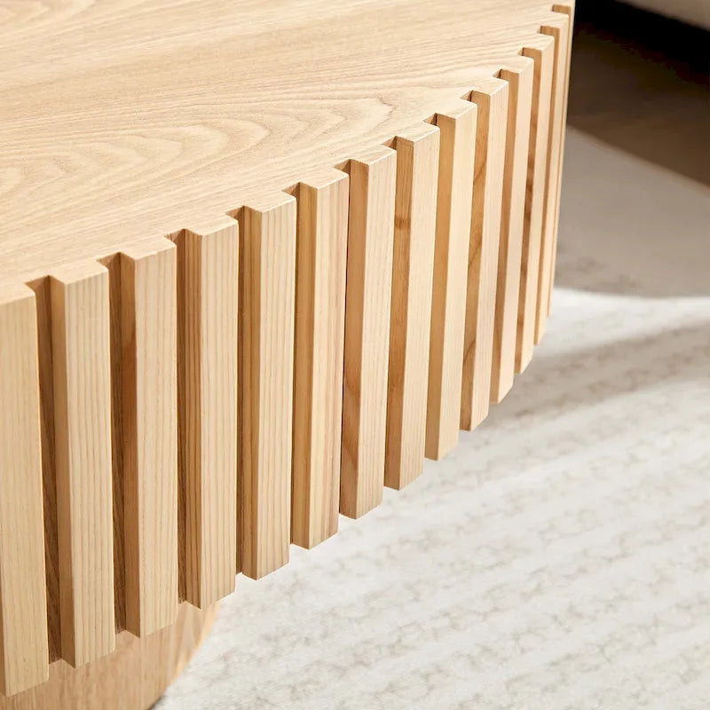 Table basse ronde à pied de 43 po – Noyer / Frêne Naturel / Noir Mat