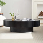 Table basse ronde à pied de 43 po – Noyer / Frêne Naturel / Noir Mat