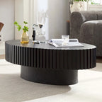 Table basse ronde à pied de 43 po – Noyer / Frêne Naturel / Noir Mat