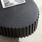 Table basse ronde à pied de 43 po – Noyer / Frêne Naturel / Noir Mat