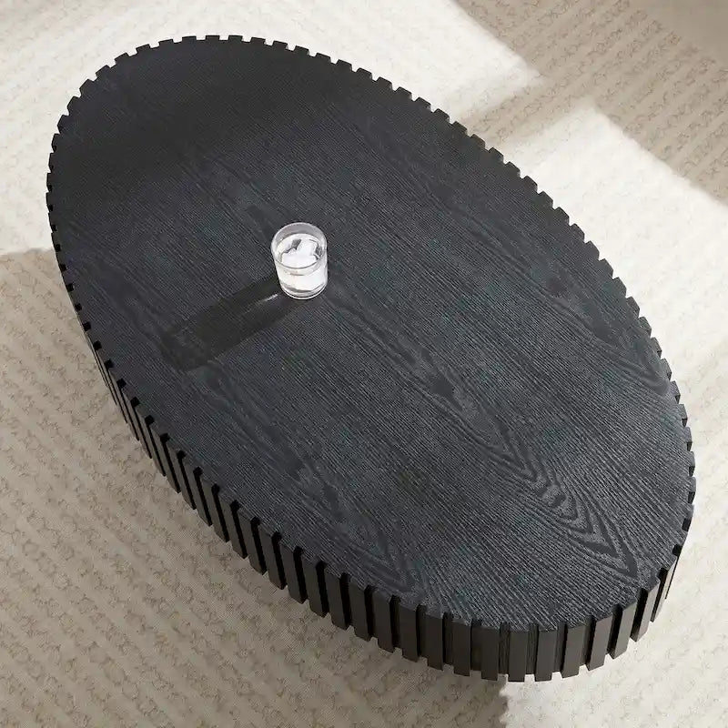 Table basse ronde à pied de 43 po – Noyer / Frêne Naturel / Noir Mat