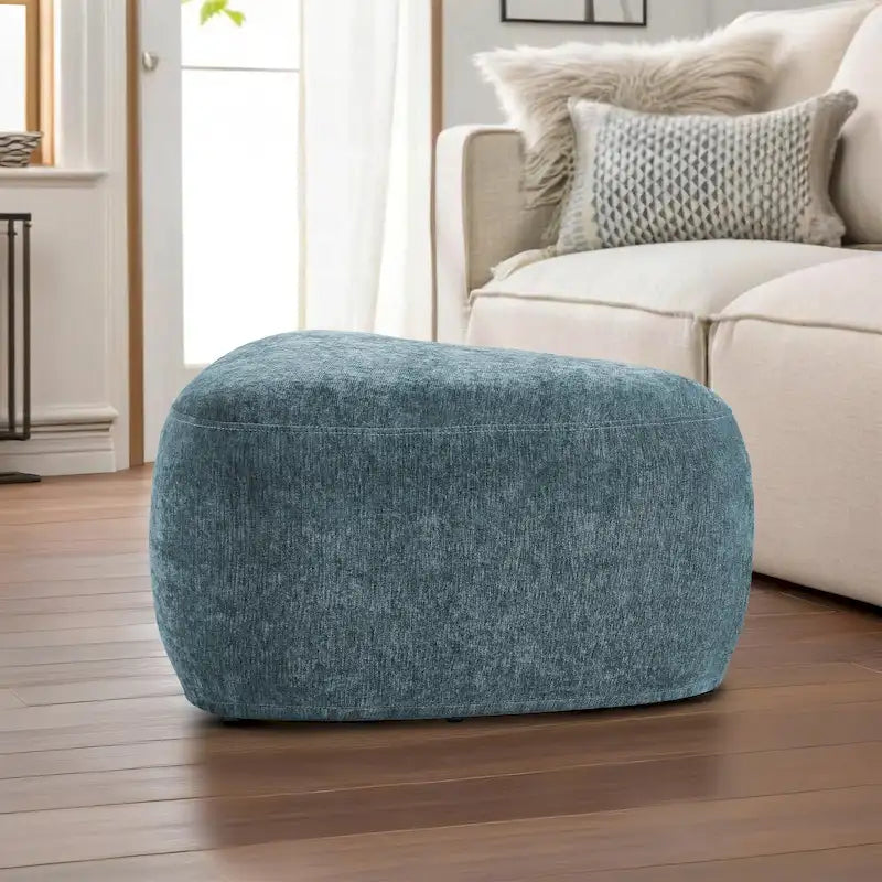 Pouf triangulaire en chenille gris clair/bleu/sable/vert/gris, 1 personne