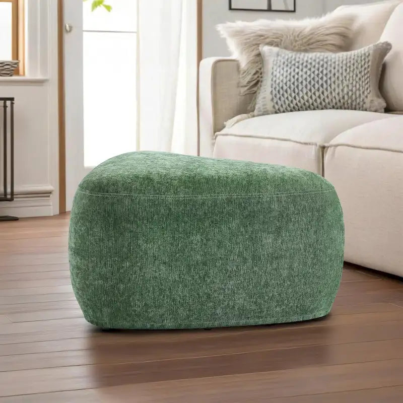 Pouf triangulaire en chenille gris clair/bleu/sable/vert/gris, 1 personne