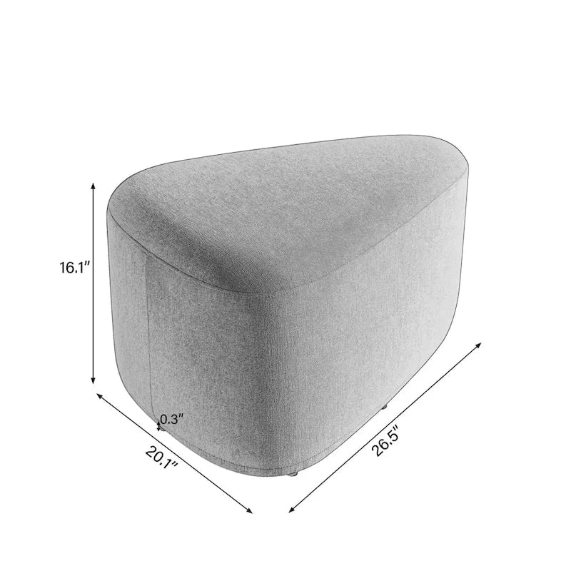 Pouf triangulaire en chenille gris clair/bleu/sable/vert/gris, 1 personne