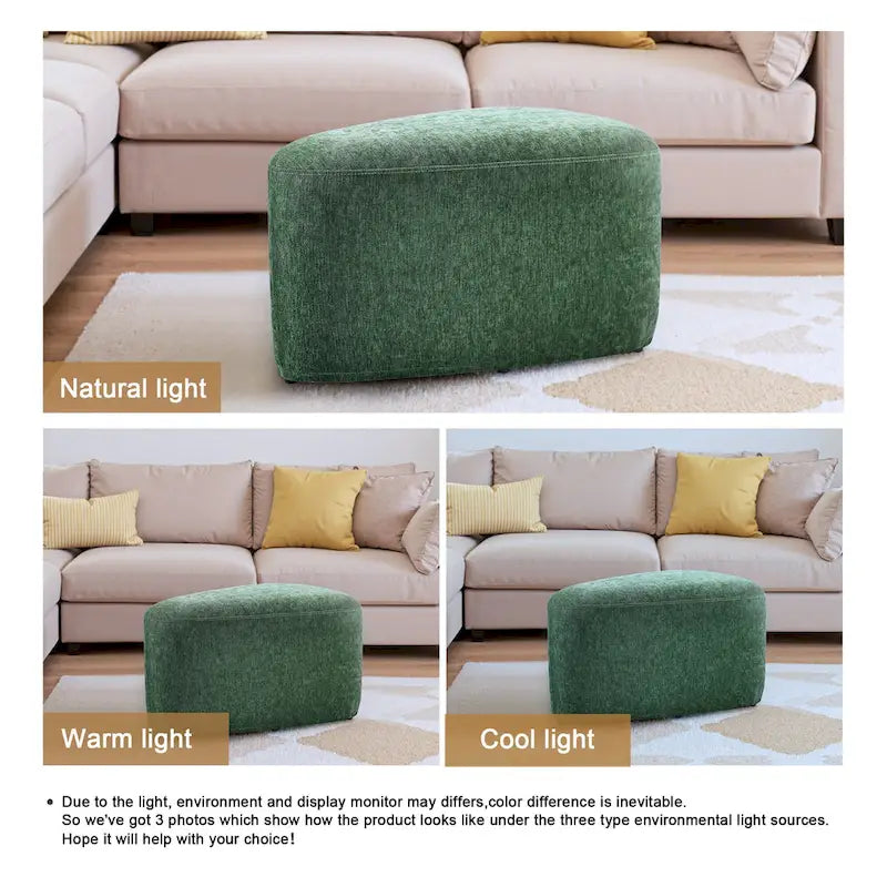 Pouf triangulaire en chenille gris clair/bleu/sable/vert/gris, 1 personne